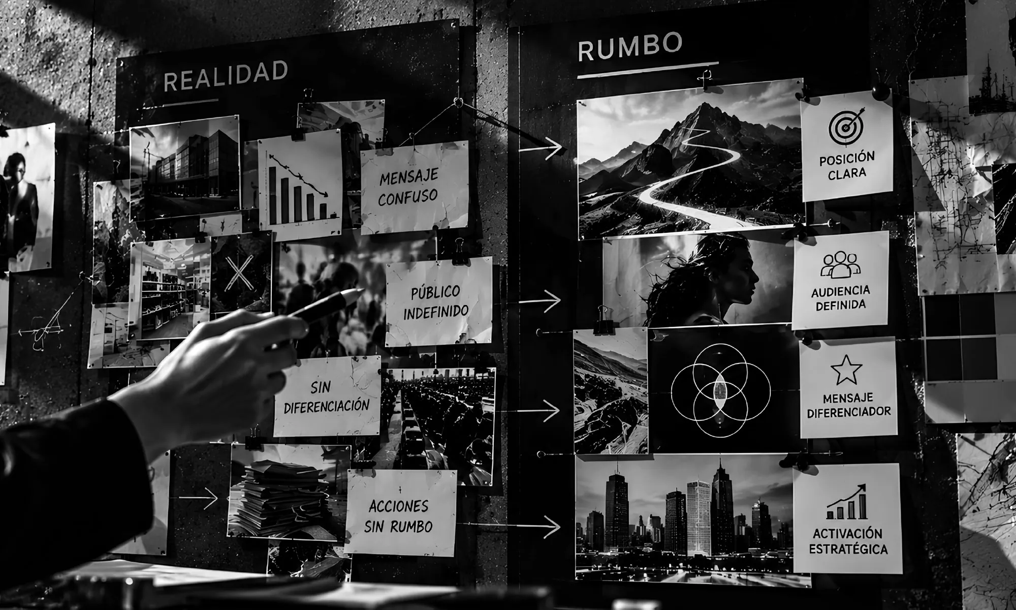 Tablero que compara la realidad actual de una marca con el rumbo definido